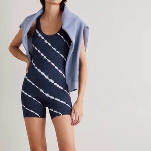 Tory Sport Tie-Dye Navy + White Racerback Romper Bodysuit